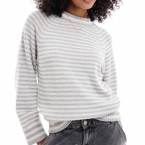 ASOS Gray and White Striped Sweater Medium